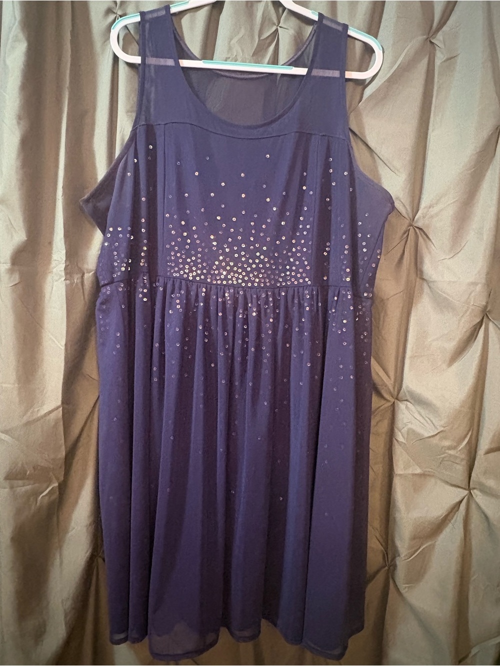 Lane Bryant Purple  Sleeveless Midi Dress with Sequin Accents